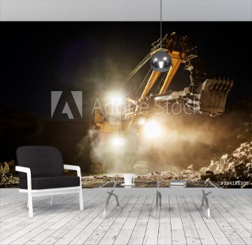 Picture of Mining construction industry Excavator digging granite or ore in quarry